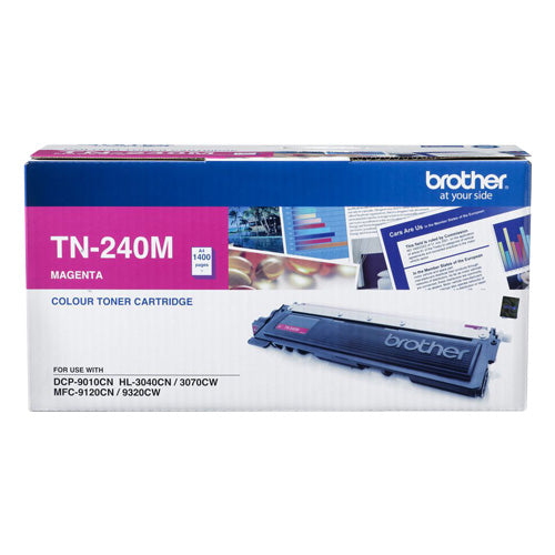 TN-240M COLOUR LASER TONER - MAGENTA TONER CARTRIDGE TO SUIT HL-3040CN/3045CN/3070CW/3075CW, DCP-9010CN, MFC-9120CN/9125CN/9320CW/9325CW - 1,400 PAGES TN-240M COLOUR LASER TONER - MAGENTA TONER CARTRIDGE TO SUIT HL-3040CN/3045CN/3070CW/3075CW, DCP-9010CN, MFC-9120CN/9125CN/9320CW/9325CW - 1,400 PAGES
